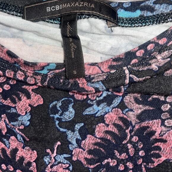 BCBGMAXAZRIA Y2K Floral Pink and Blue Long Sleeve Form Fitted Bodycon Dress - Picture 4 of 4